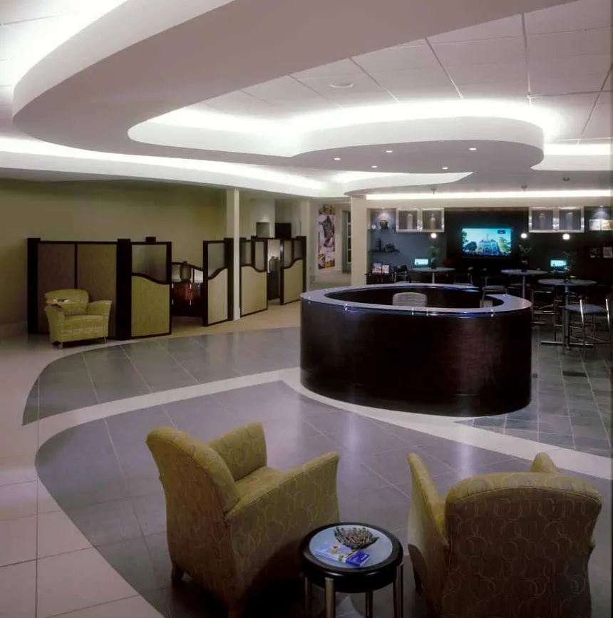 Modern Bank Interior Design at Ameriana Bank Retail