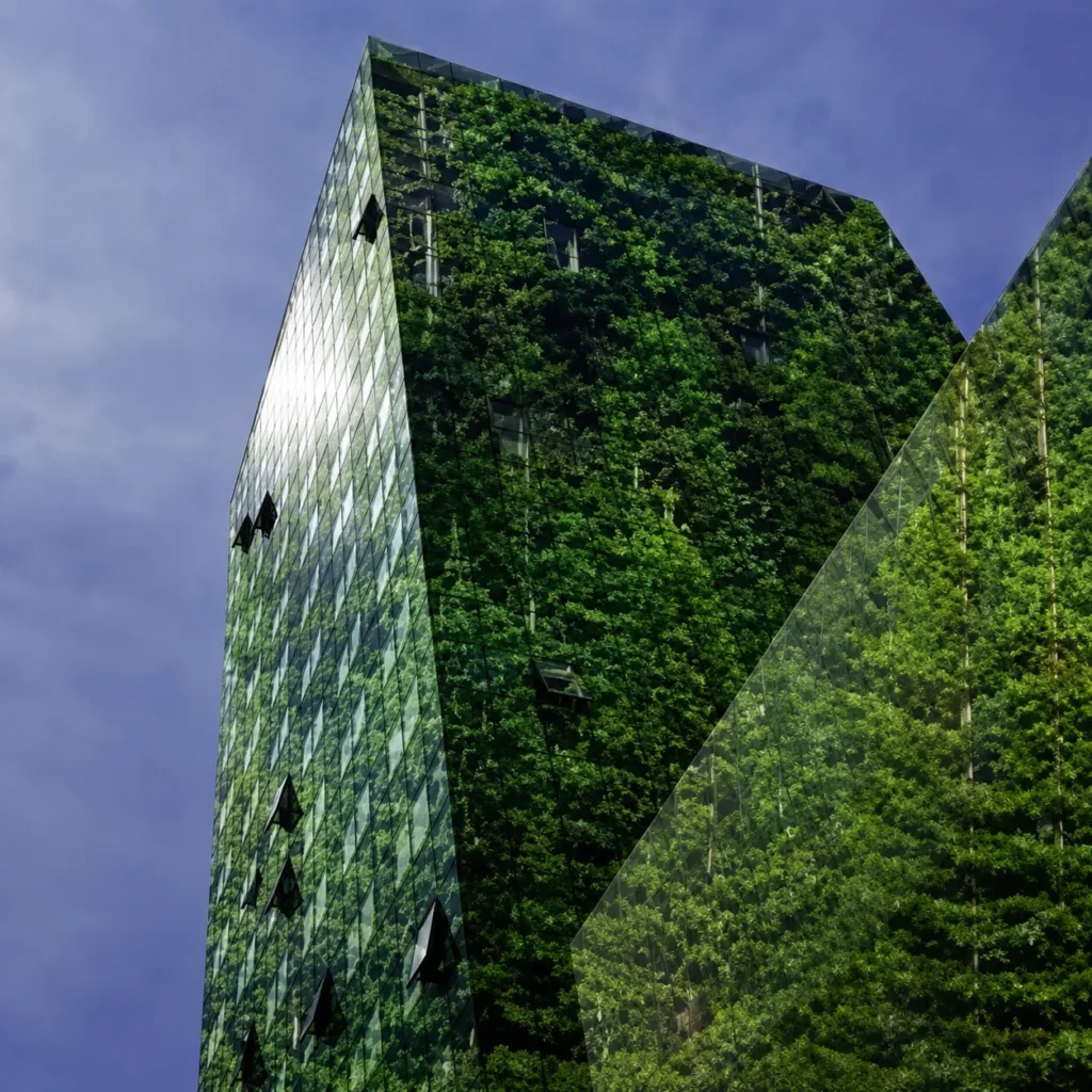 big building green window big building green window